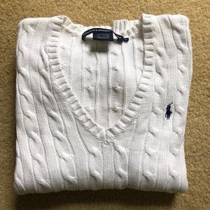 White V-Neck Ralph Lauren Sport Sweater